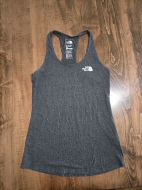 The North Face Women's Charcoal Racerback Tank with White Logo